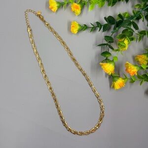 Vintage Fifth Avenue Collection Gold Plated Flat Chain Necklace